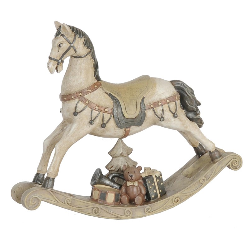 Clayre & Eef Statuetta Cavallo 22x5x19 cm Bianco Poliresina