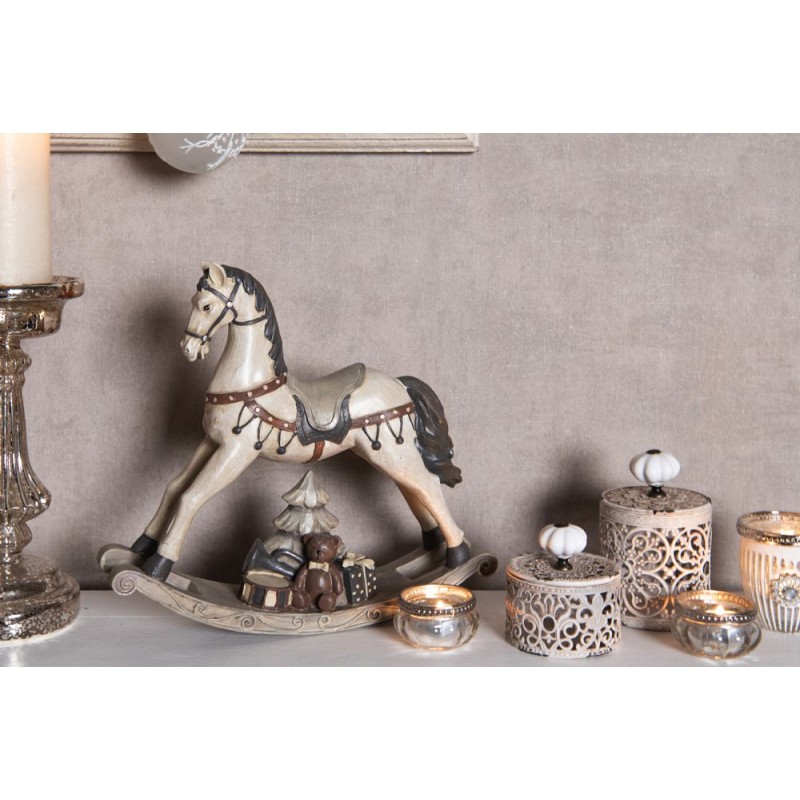 Clayre & Eef Statuetta Cavallo 22x5x19 cm Bianco Poliresina