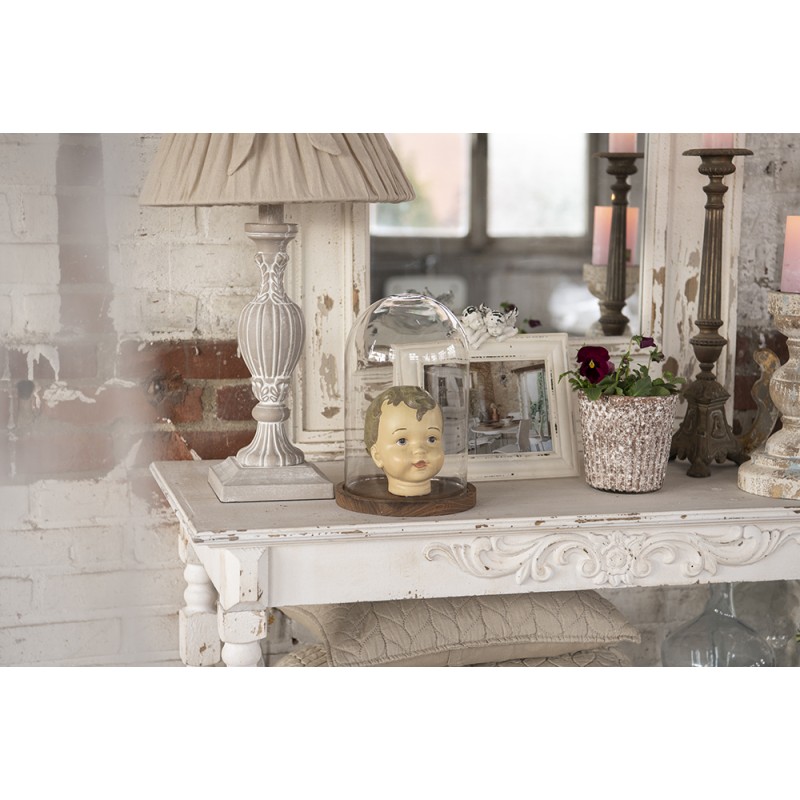 Clayre & Eef Statuetta Testa di bambino 12x10x13 cm Beige Poliresina
