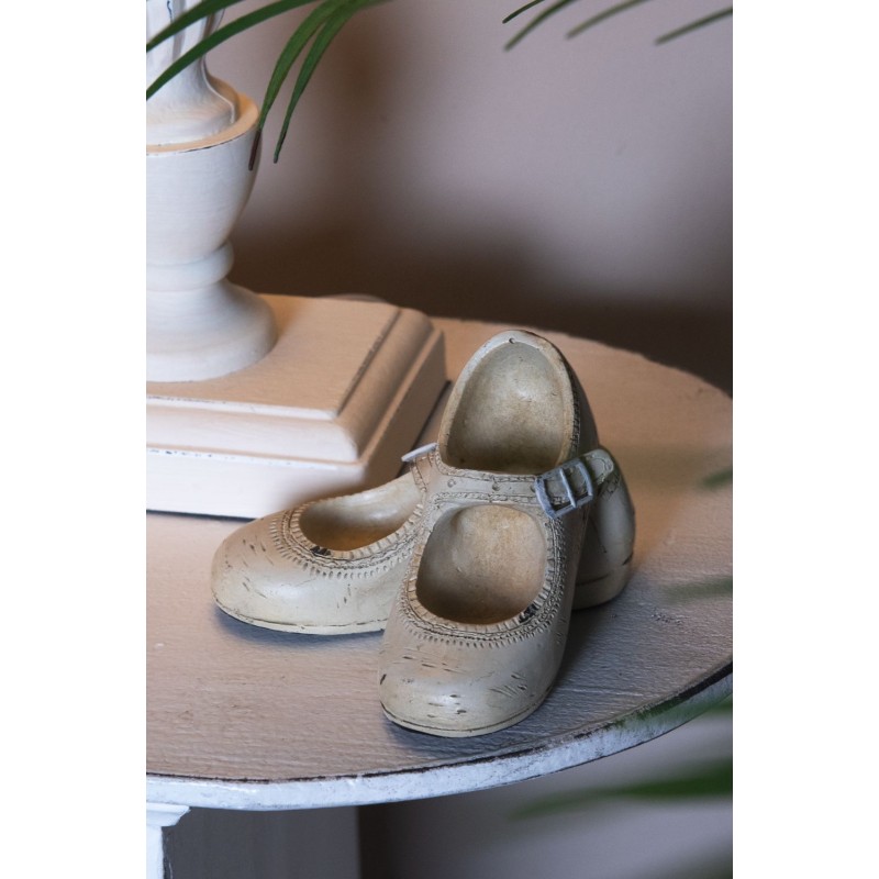 Clayre & Eef Statuetta Scarpa 12x10x8 cm Beige Poliresina