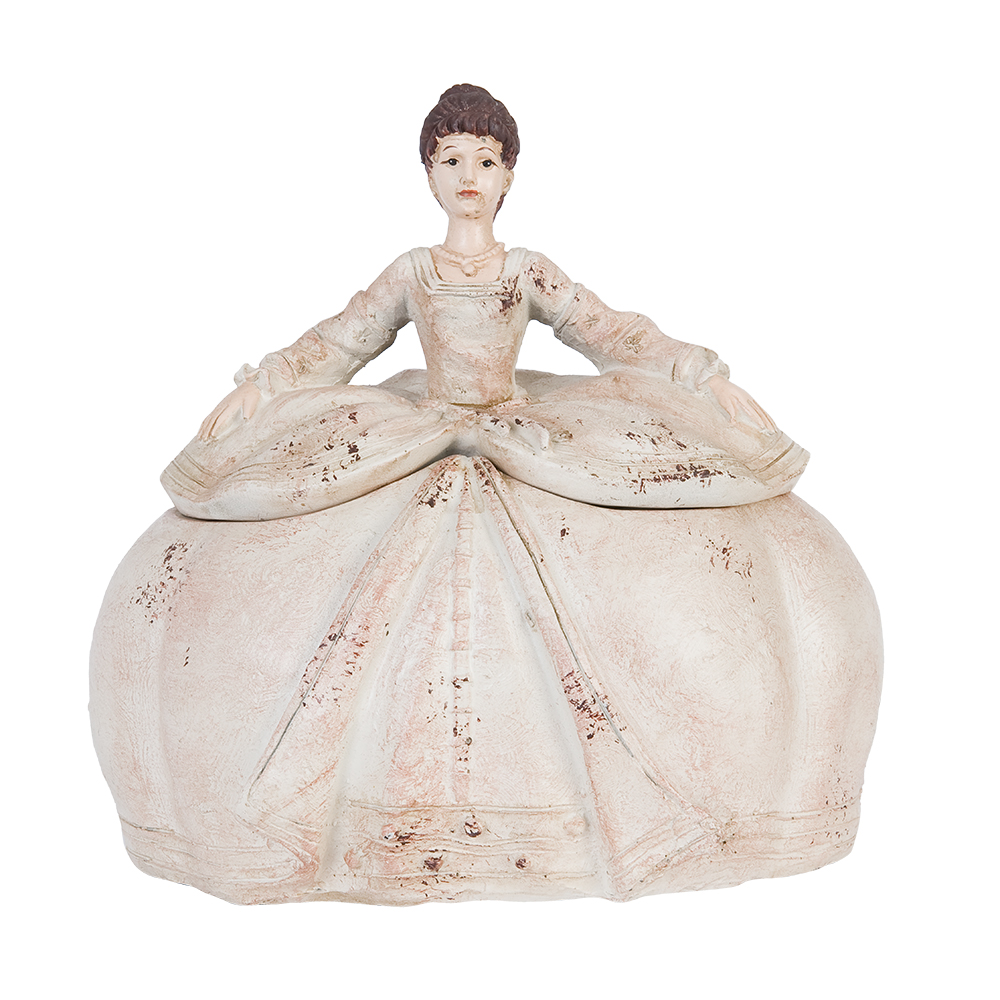 Clayre&Eef Sieradendoos Dame 22x18x21 cm Beige Polyresin afbeelding