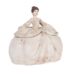 Clayre & Eef Boîte à bijoux Dame 22x18x21 cm Beige Polyrésine