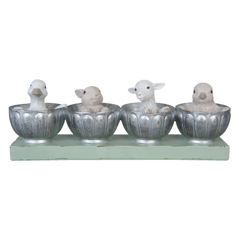 Clayre & Eef Figurine Animals 26x6x9 cm Grey Green Polyresin Animals