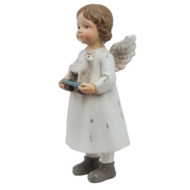 Clayre & Eef Statuetta Angelo 6x5x14 cm Bianco Poliresina