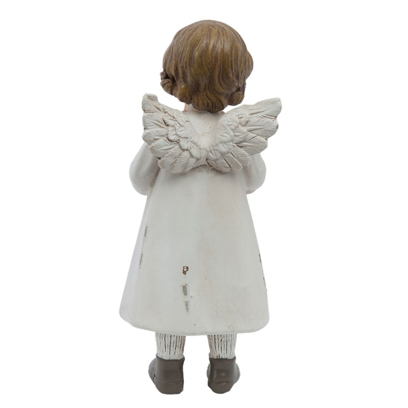 Clayre & Eef Statuetta Angelo 6x5x14 cm Bianco Poliresina