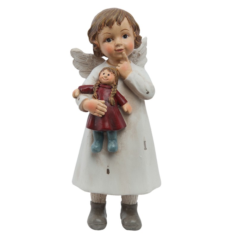 Clayre & Eef Figur Engel 6x5x14 cm Weiß Polyresin