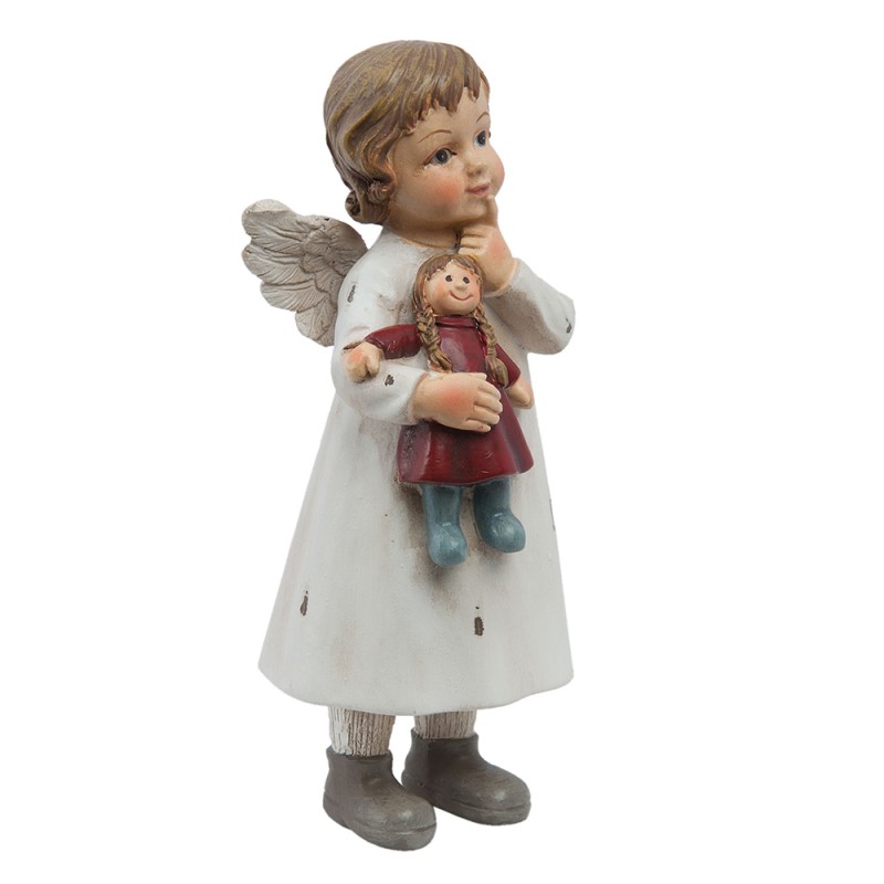 Clayre & Eef Figur Engel 6x5x14 cm Weiß Polyresin