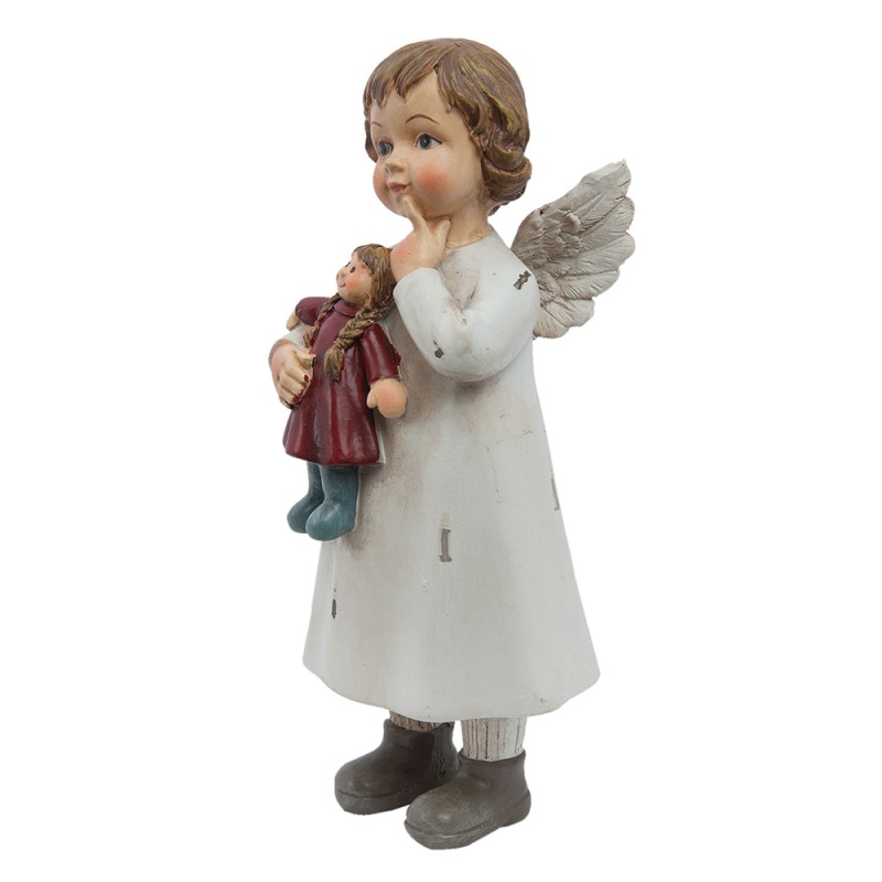 Clayre & Eef Figur Engel 6x5x14 cm Weiß Polyresin
