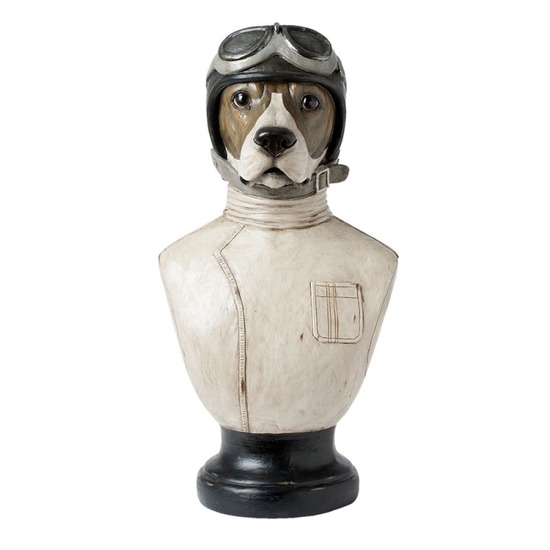 Clayre & Eef Beeld Hond 24x26x51 cm Wit Polyresin