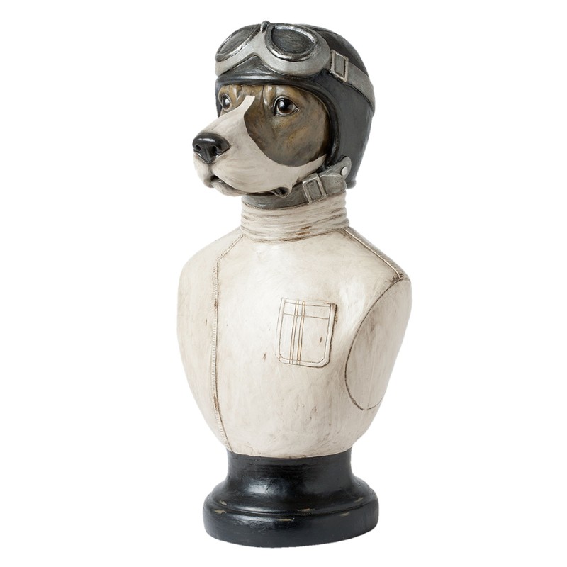 Clayre & Eef Beeld Hond 24x26x51 cm Wit Polyresin