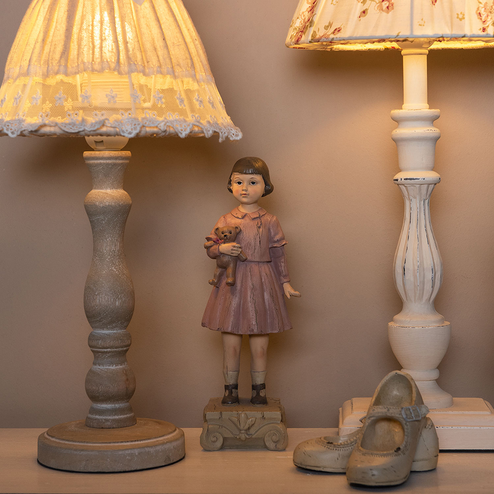 Beeld Meisje 9X7X24 Cm Roze Polyresin-image