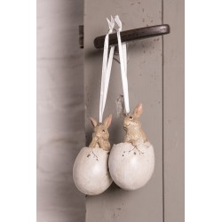 Clayre & Eef Pendentif Ø 5x11 cm Marron Plastique Ovale Lapin