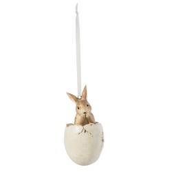 Clayre & Eef Pendant Egg Ø 5x10 cm Brown Plastic