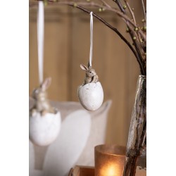 Clayre & Eef Pendentif Œuf Ø 5x10 cm Marron Plastique