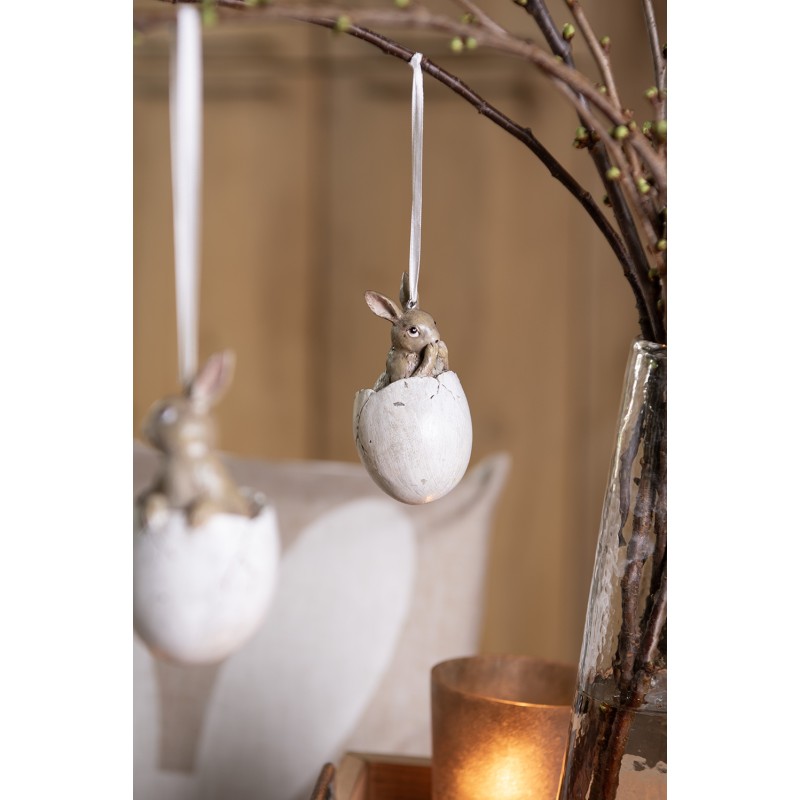 Clayre & Eef Pendentif Œuf Ø 5x10 cm Marron Plastique