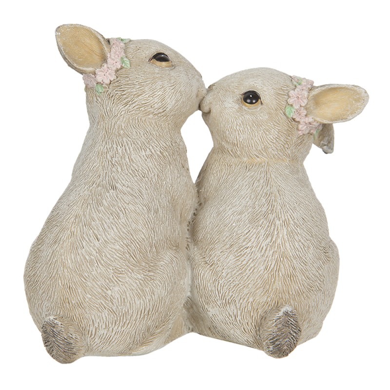 Clayre & Eef Figur Kaninchen 10x6x10 cm Beige Polyresin Kaninchen