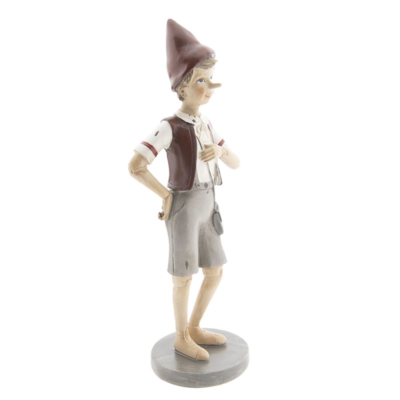 Clayre & Eef Statuetta Pinocchio 30 cm Grigio Rosso Poliresina