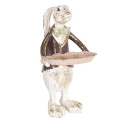 Clayre & Eef Figur Kaninchen 30 cm Weiß Schwarz Polyresin