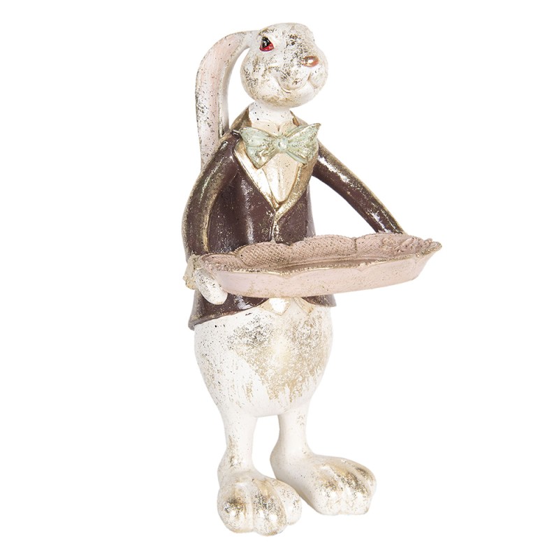 Clayre & Eef Figur Kaninchen 30 cm Weiß Schwarz Polyresin