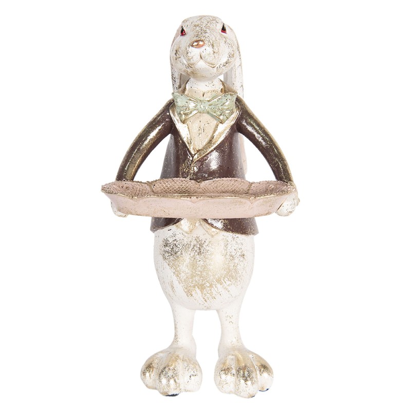 Clayre & Eef Figur Kaninchen 30 cm Weiß Schwarz Polyresin
