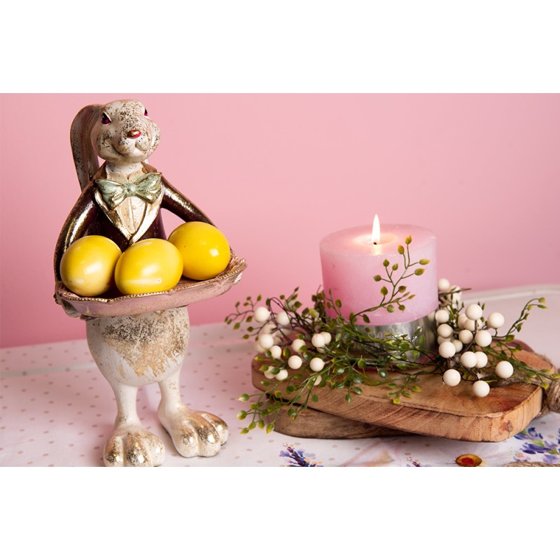 Clayre & Eef Figur Kaninchen 30 cm Weiß Schwarz Polyresin