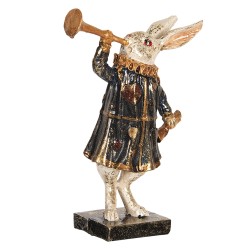 Clayre & Eef Figurine Lapin 8x4x12 cm Noir Blanc Polyrésine