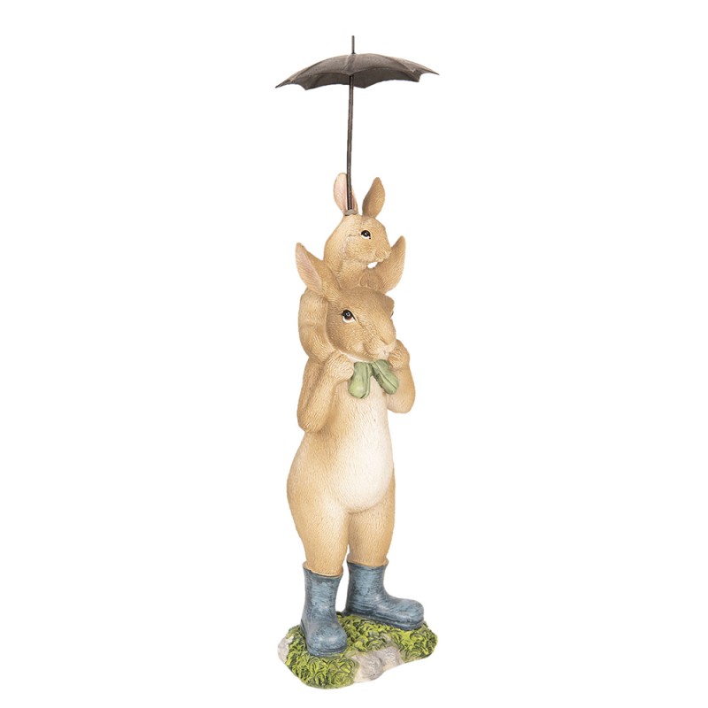 Clayre & Eef Beeld Konijn 8x7x25 cm Bruin Polyresin