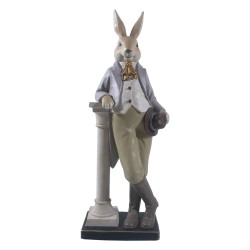 Clayre & Eef Figurine Lapin 17x9x46 cm Bleu Gris Polyrésine