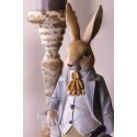 Clayre & Eef Figurine Rabbit 17x9x46 cm Blue Grey Polyresin