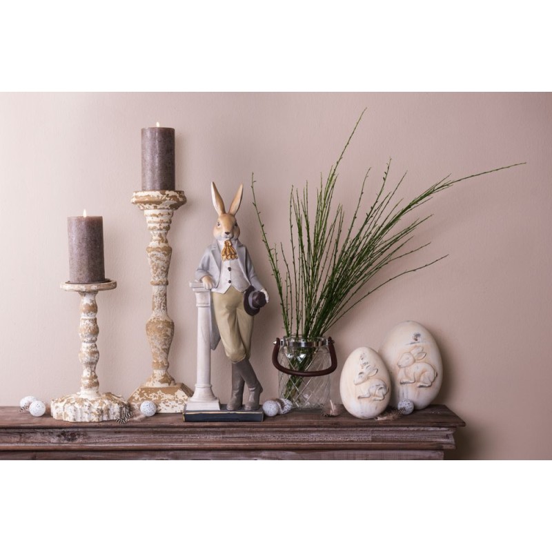 Clayre & Eef Statuetta Coniglio 17x9x46 cm Blu Grigio Poliresina