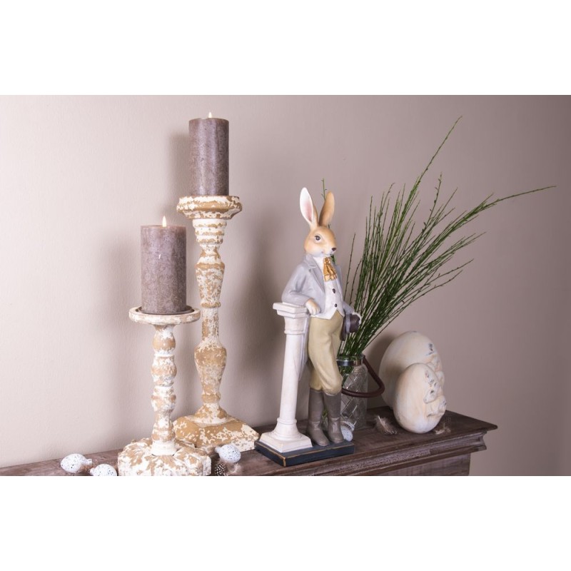Clayre & Eef Statuetta Coniglio 17x9x46 cm Blu Grigio Poliresina