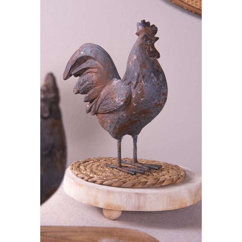 Clayre & Eef Beeld Haan 19x9x24 cm Grijs Bruin Polyresin