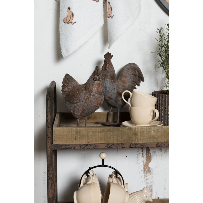 Clayre & Eef Beeld Haan 19x9x24 cm Grijs Bruin Polyresin