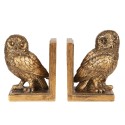 Clayre & Eef Boekensteunen Set van 2 Uil 12x8x16 cm Goudkleurig Polyresin