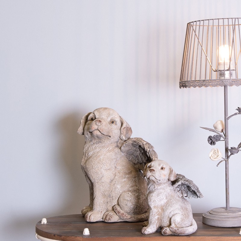 Clayre & Eef Statuetta Cane 16x13x20 cm Grigio Poliresina