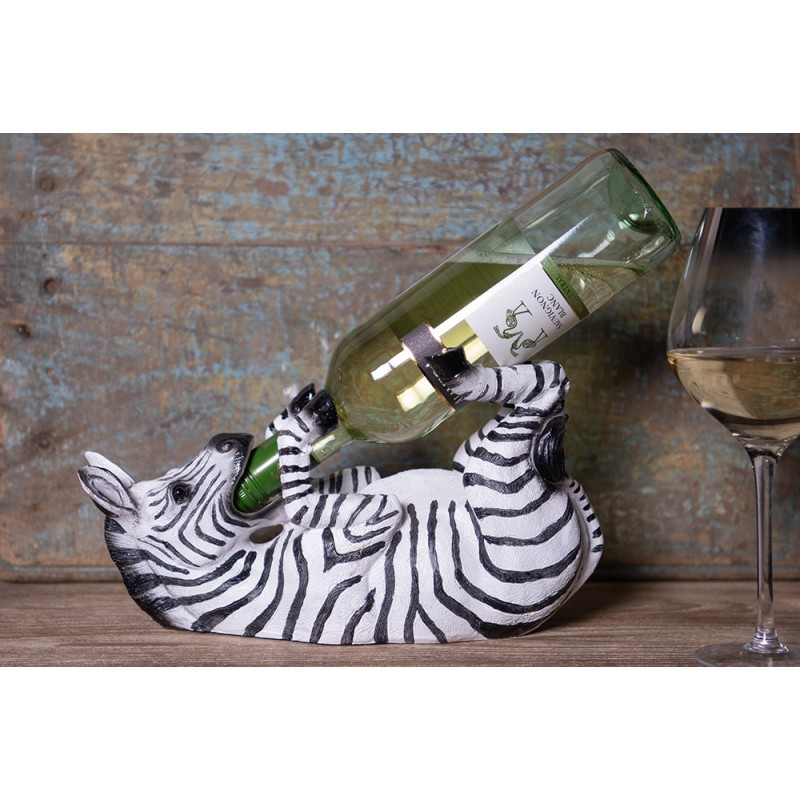 Clayre & Eef Portabottiglie Zebra 32x12x18 cm Nero Plastica