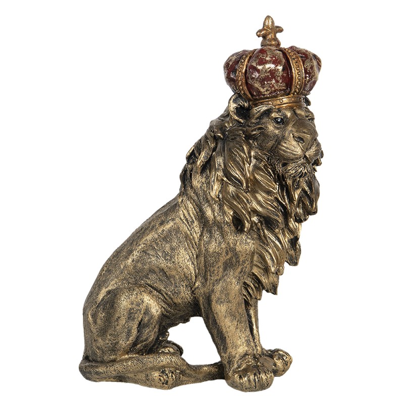 Clayre & Eef Figur Löwe 25x13x38 cm Goldfarbig Polyresin