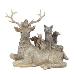 Clayre & Eef Figur Tiere 16 cm Braun Grau Kunststoff Tiere