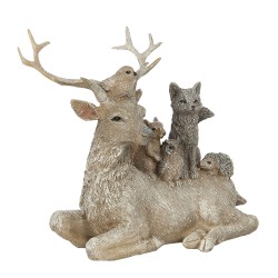 Clayre & Eef Figur Tiere 16 cm Braun Grau Kunststoff Tiere