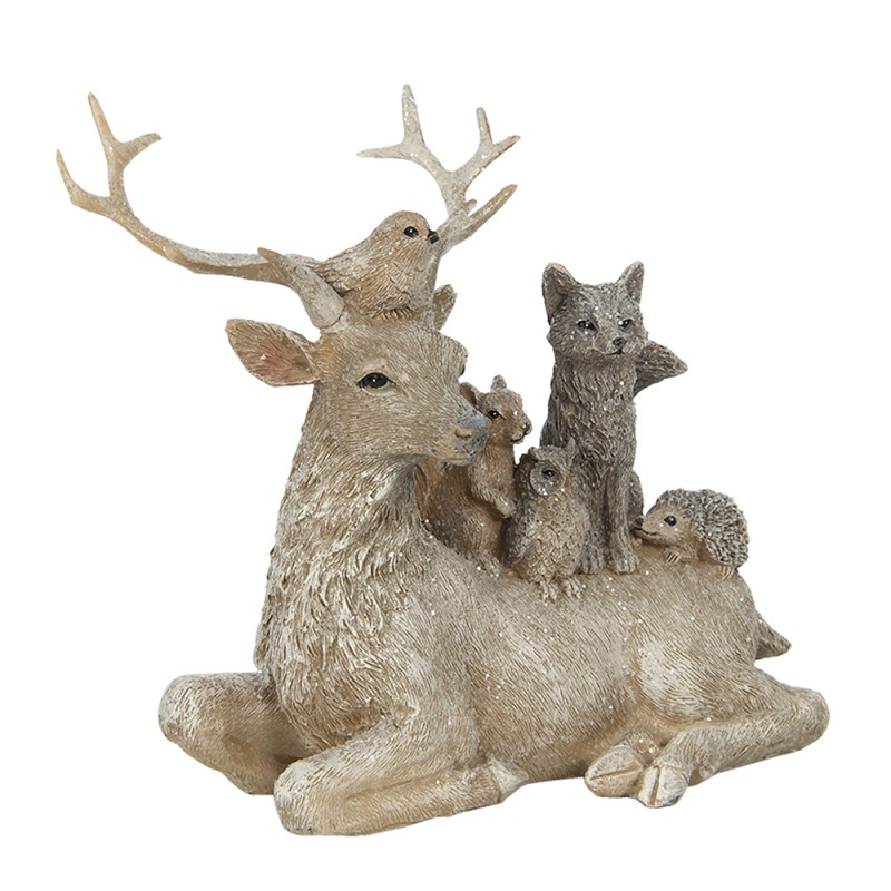 Clayre & Eef Figur Tiere 16 cm Braun Grau Kunststoff Tiere