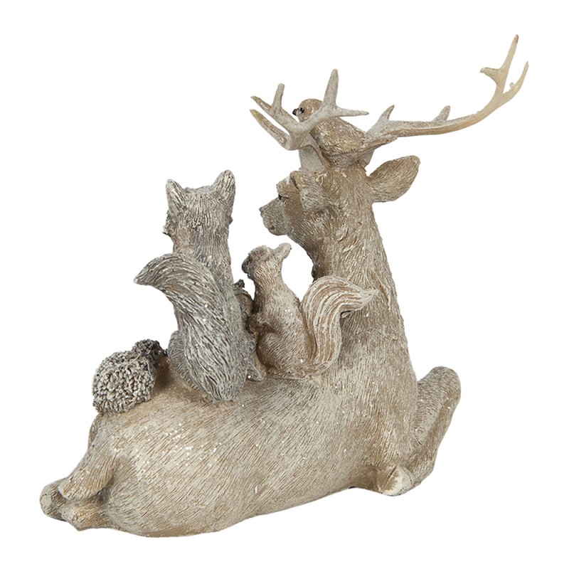 Clayre & Eef Figur Tiere 16 cm Braun Grau Kunststoff Tiere
