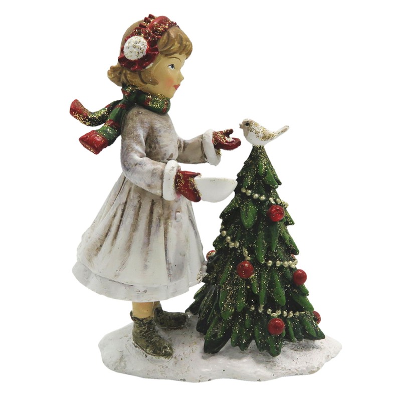 Clayre & Eef Figurine Enfant 9x5x12 cm Blanc Vert Plastique