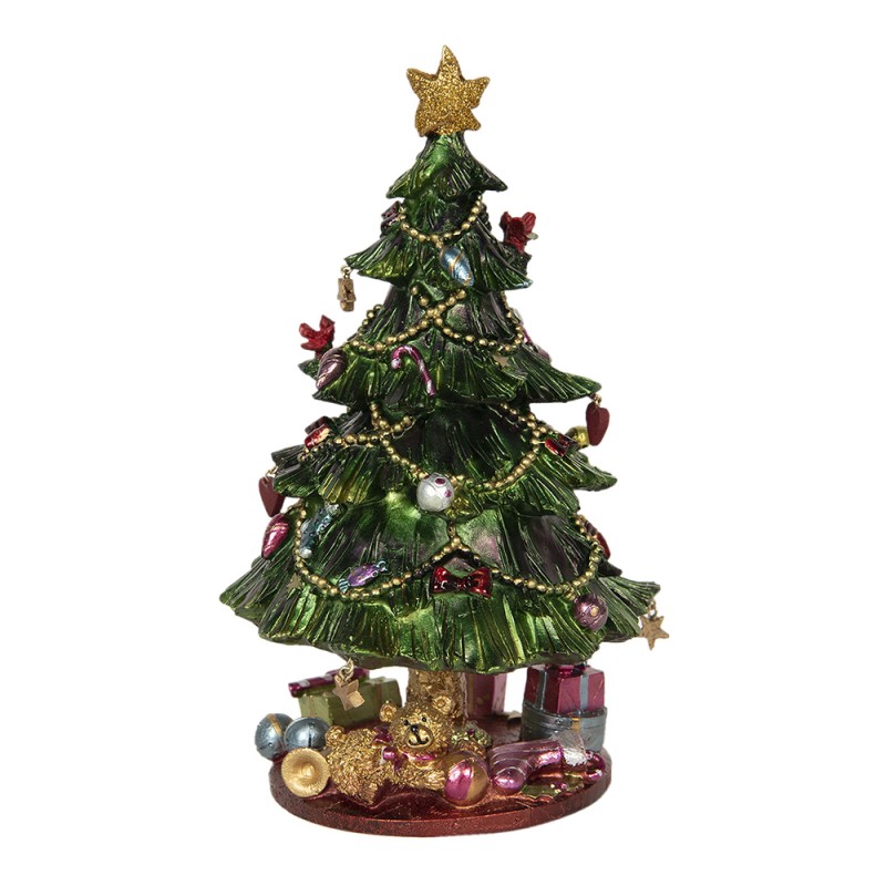 Clayre & Eef Music box Christmas Tree Ø 14x23 cm Green Polyresin
