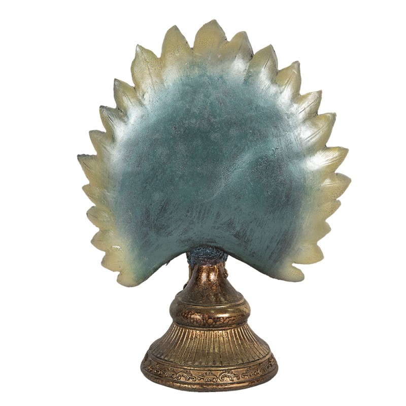 Clayre & Eef Figur Pfau 22x12x30 cm Blau Goldfarbig Polyresin