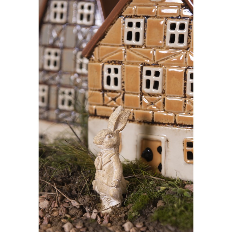 Clayre & Eef Statuetta Coniglio 11 cm Bianco Poliresina