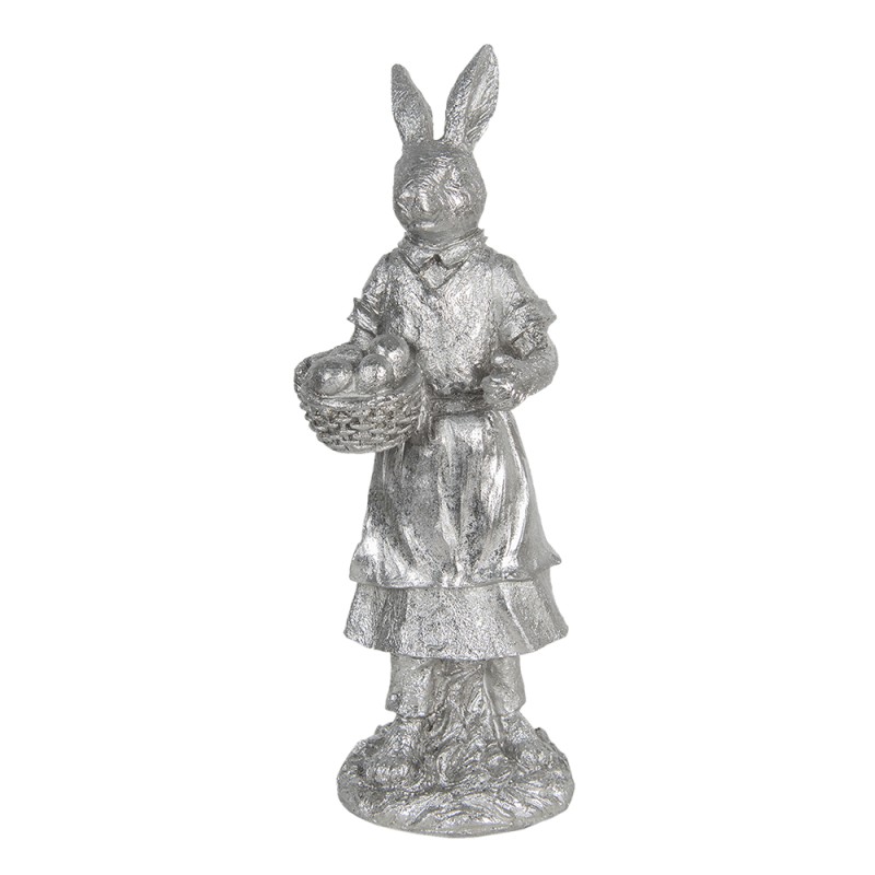 Clayre & Eef Figurine Lapin 34 cm Couleur argent Polyrésine