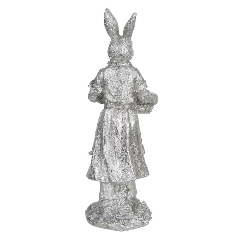 Clayre & Eef Figurine Lapin 34 cm Couleur argent Polyrésine