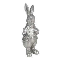 Clayre & Eef Figur Kaninchen 22 cm Silberfarbig Polyresin