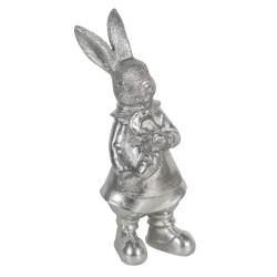 Clayre & Eef Figurine Lapin 22 cm Couleur argent Polyrésine