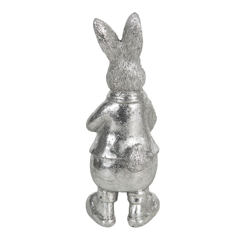 Clayre & Eef Figur Kaninchen 13 cm Silberfarbig Polyresin